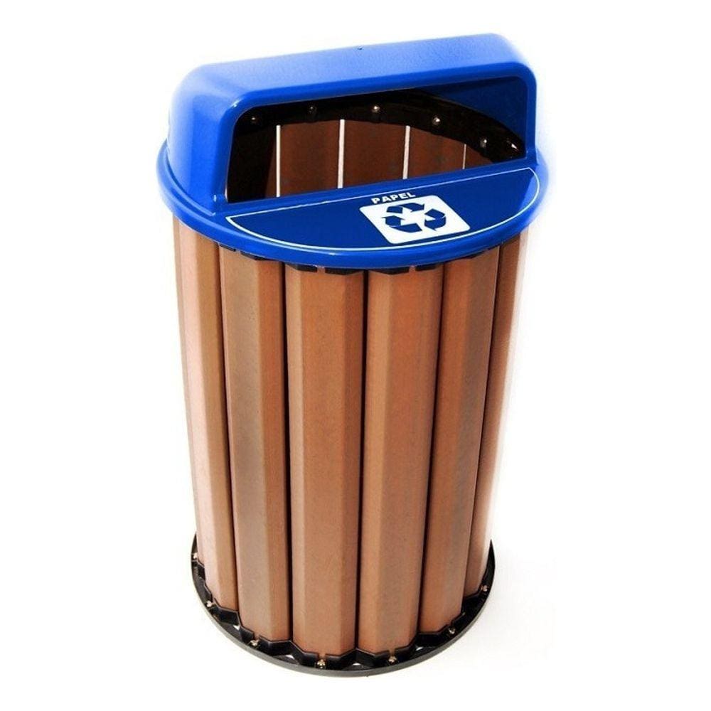 Lixeira para Coleta Seletiva 90L Diversas Cores Madeira Plastica Ecologica