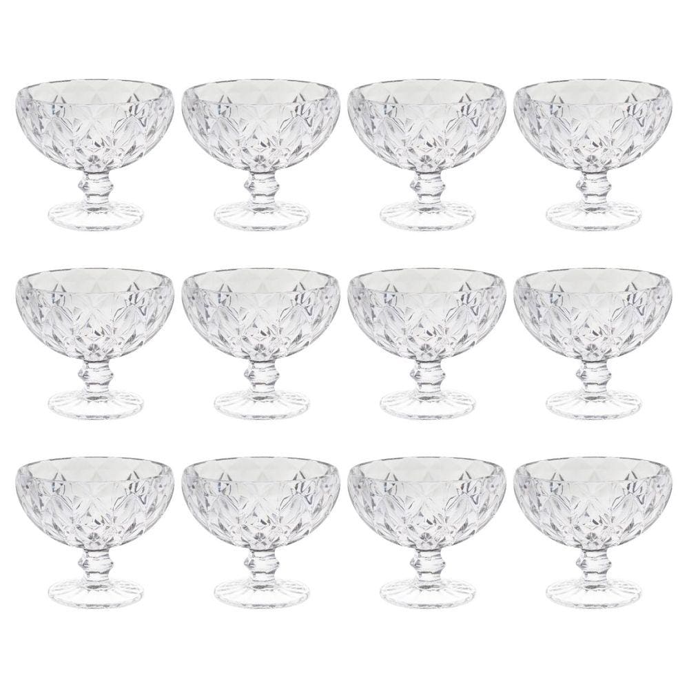 Taças P/Sobremesa Moderna 335mL Transparente Diamante - 12un