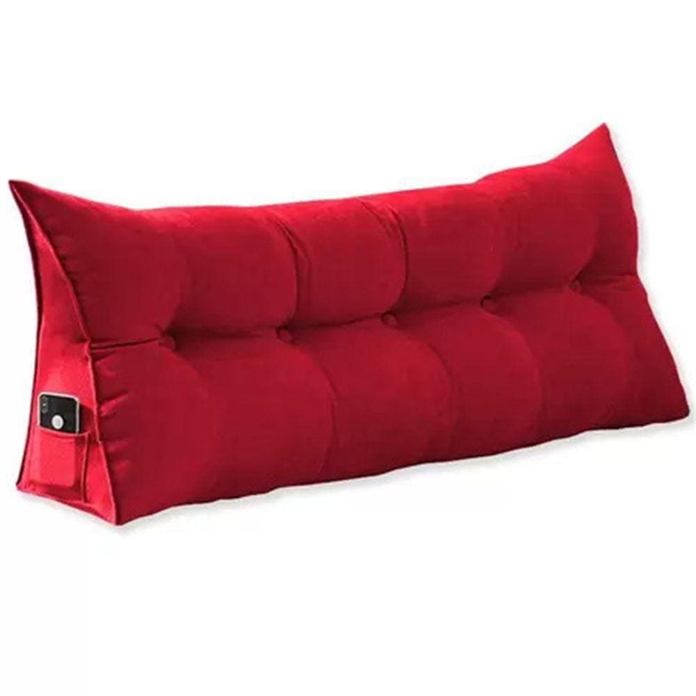 Cabeceira Almofada Para Leitura Na Cama Mel King 195 cm Suede Vermelho - LM DECOR