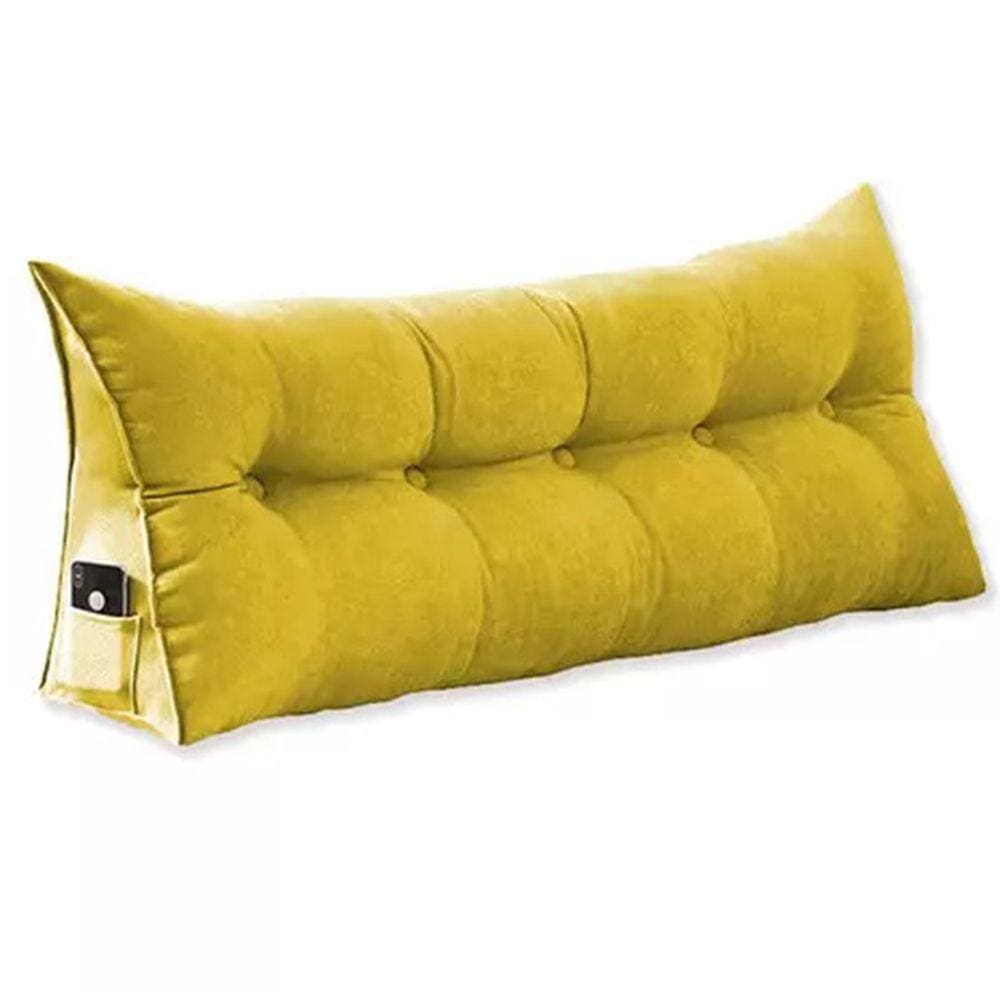 Cabeceira Almofada Mel Queen 160 cm Suede Amarelo - LM DECOR