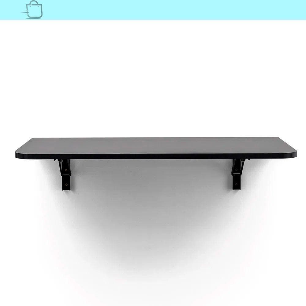 Mesa Suspensa em MDP Retrátil para Paredes Preta 80x41cm