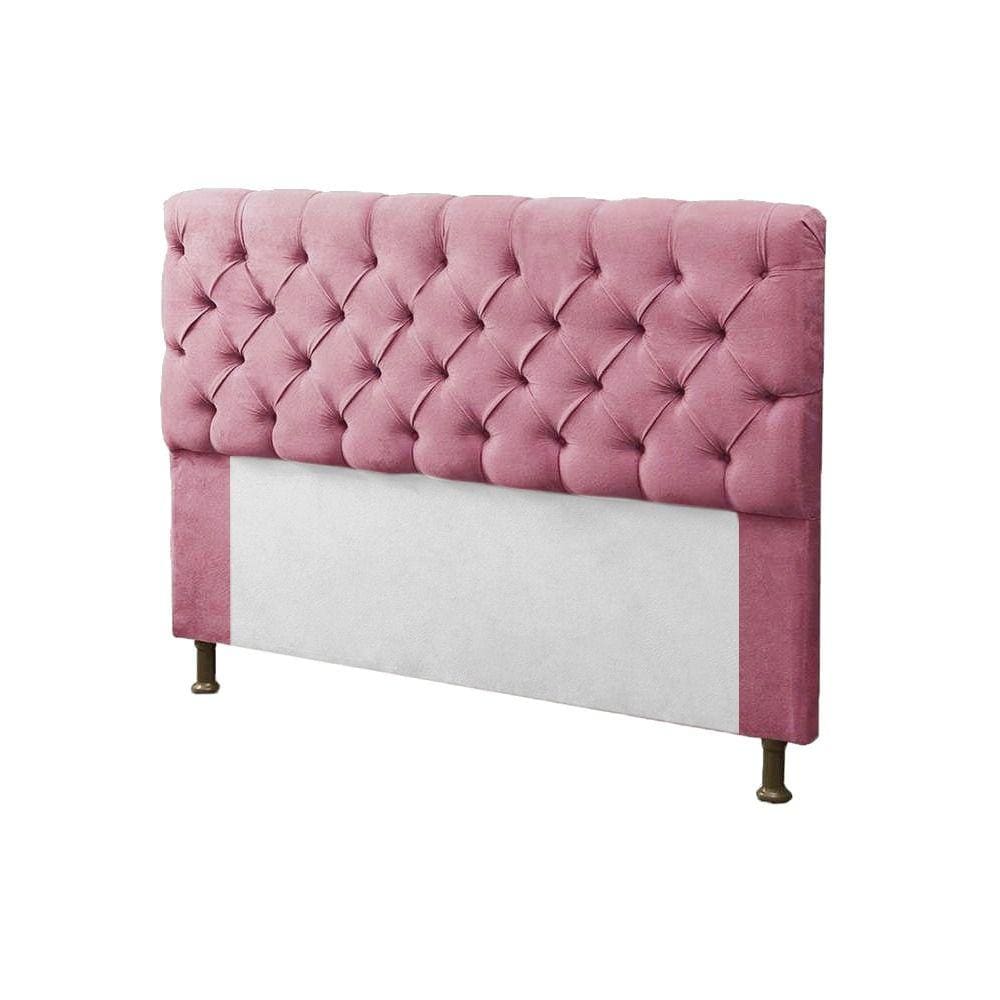 Cabeceira para Cama Box Solteiro 90cm Mirage c/ Capitonê Suede Rosa - LM DECOR