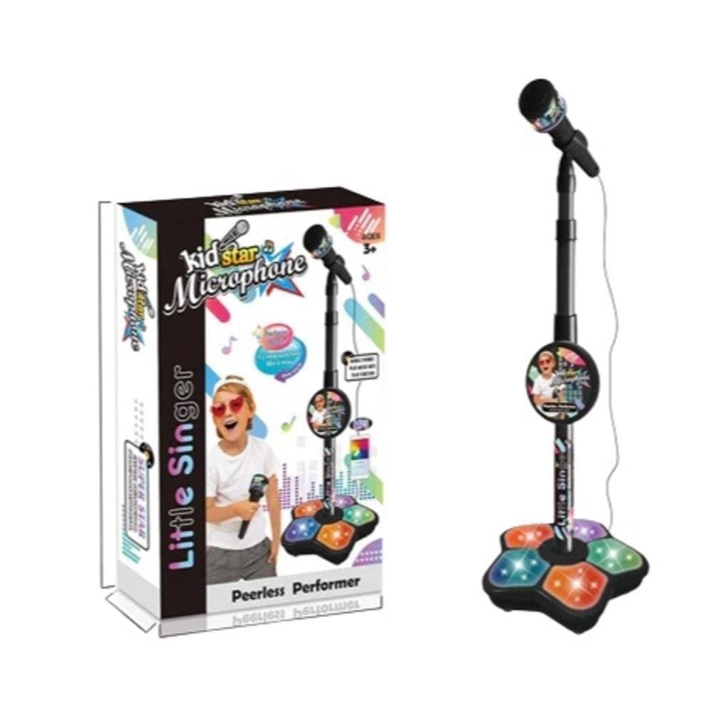 Microfone Infantil Pedestal Karaoke Criança Som E Luz