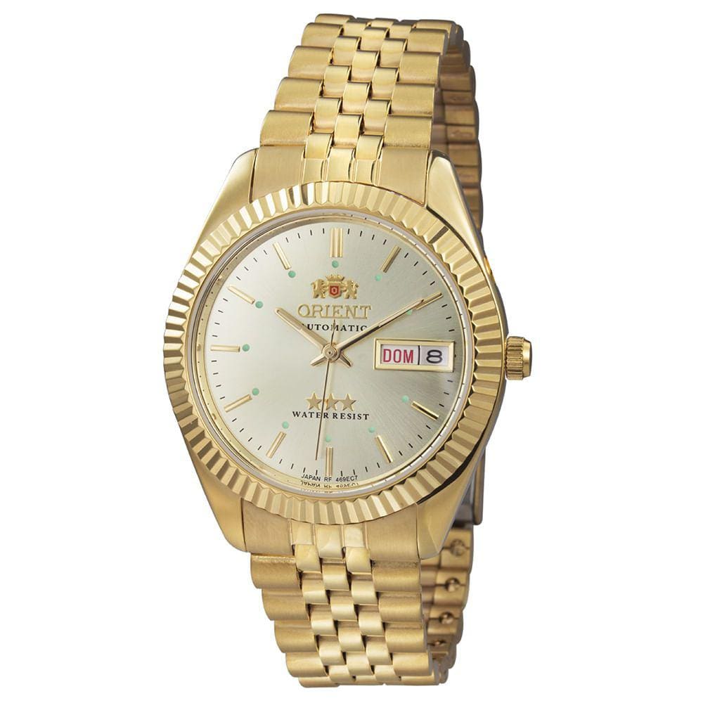 Relógio ORIENT masculino Automático dourado 469EC7F C1KX