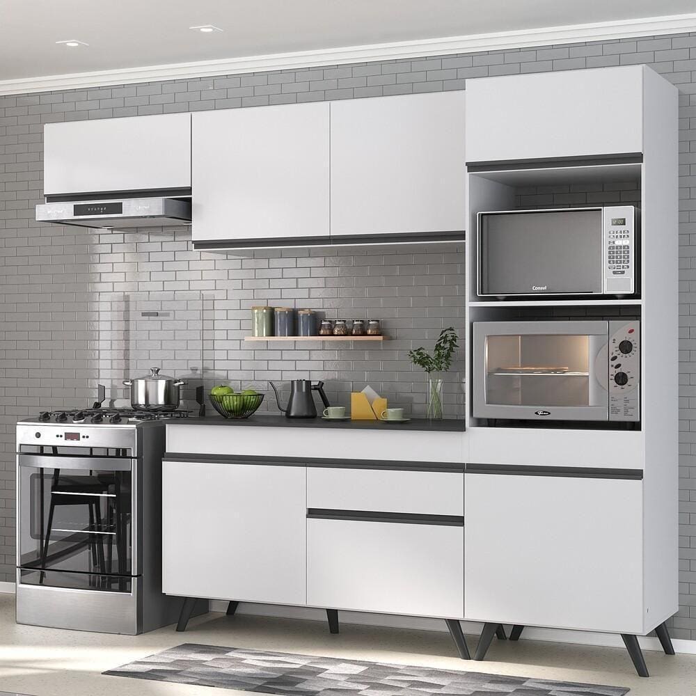 Armário De Cozinha Compacta 4 Peças Mp3690.964 Veneza Branco