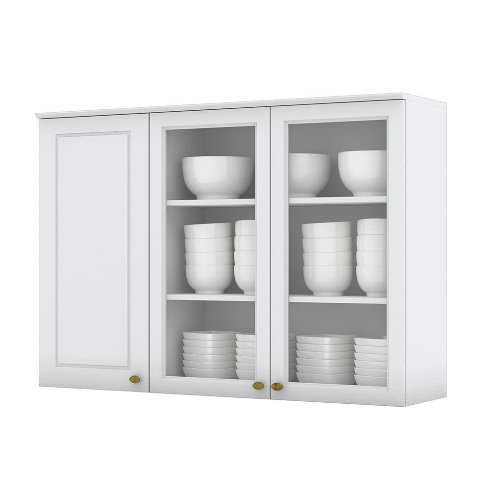 Armário Aéreo 03 Portas Americana Branco Henn 