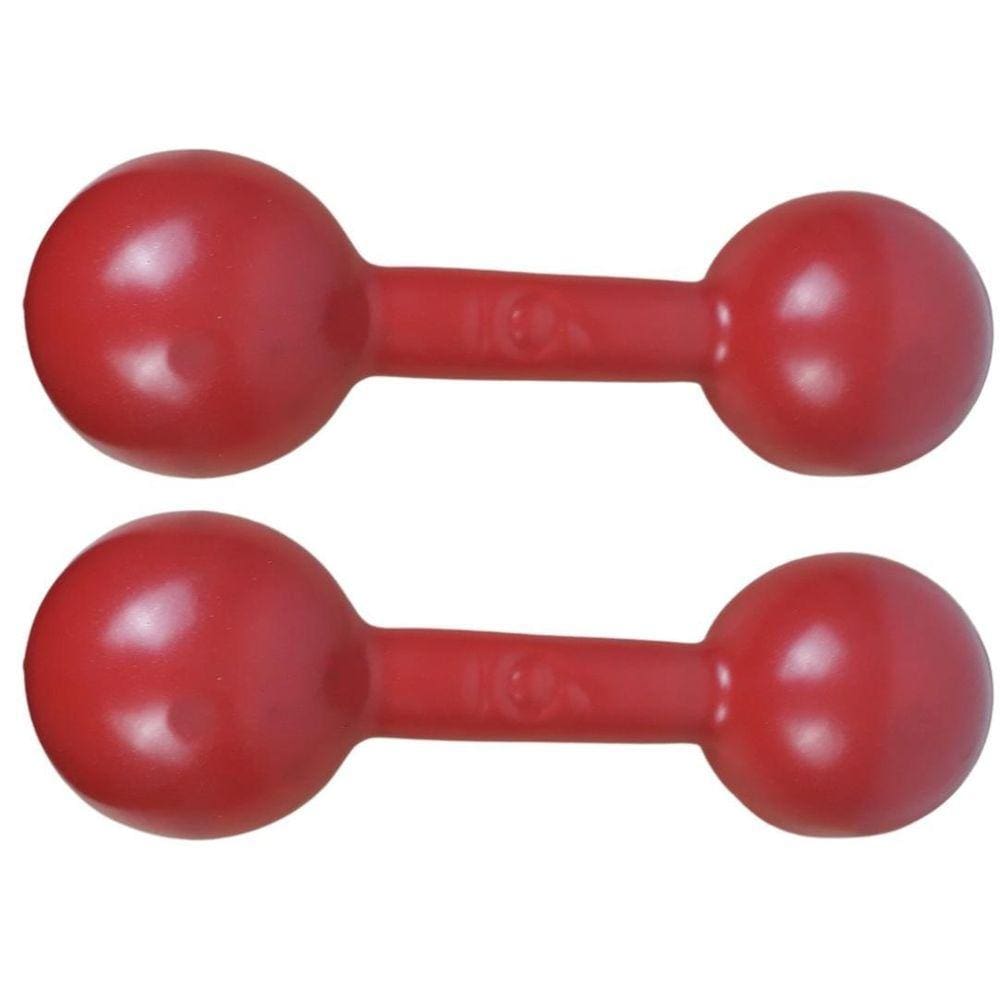 Par De Halter Emborrachado Peso Bola Vermelho 6Kg Funcional