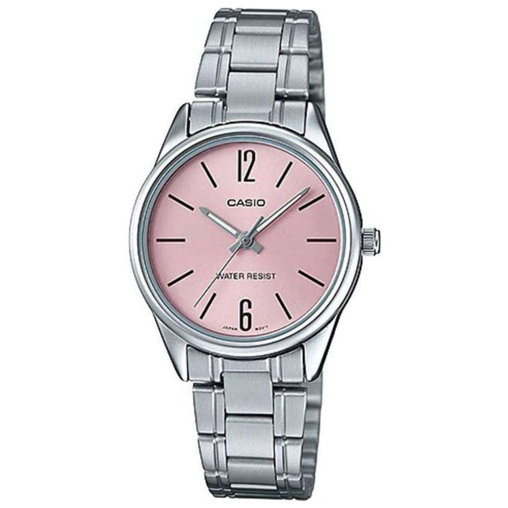 Relógio CASIO feminino prata rosa LTP-V005D-4BUDF
