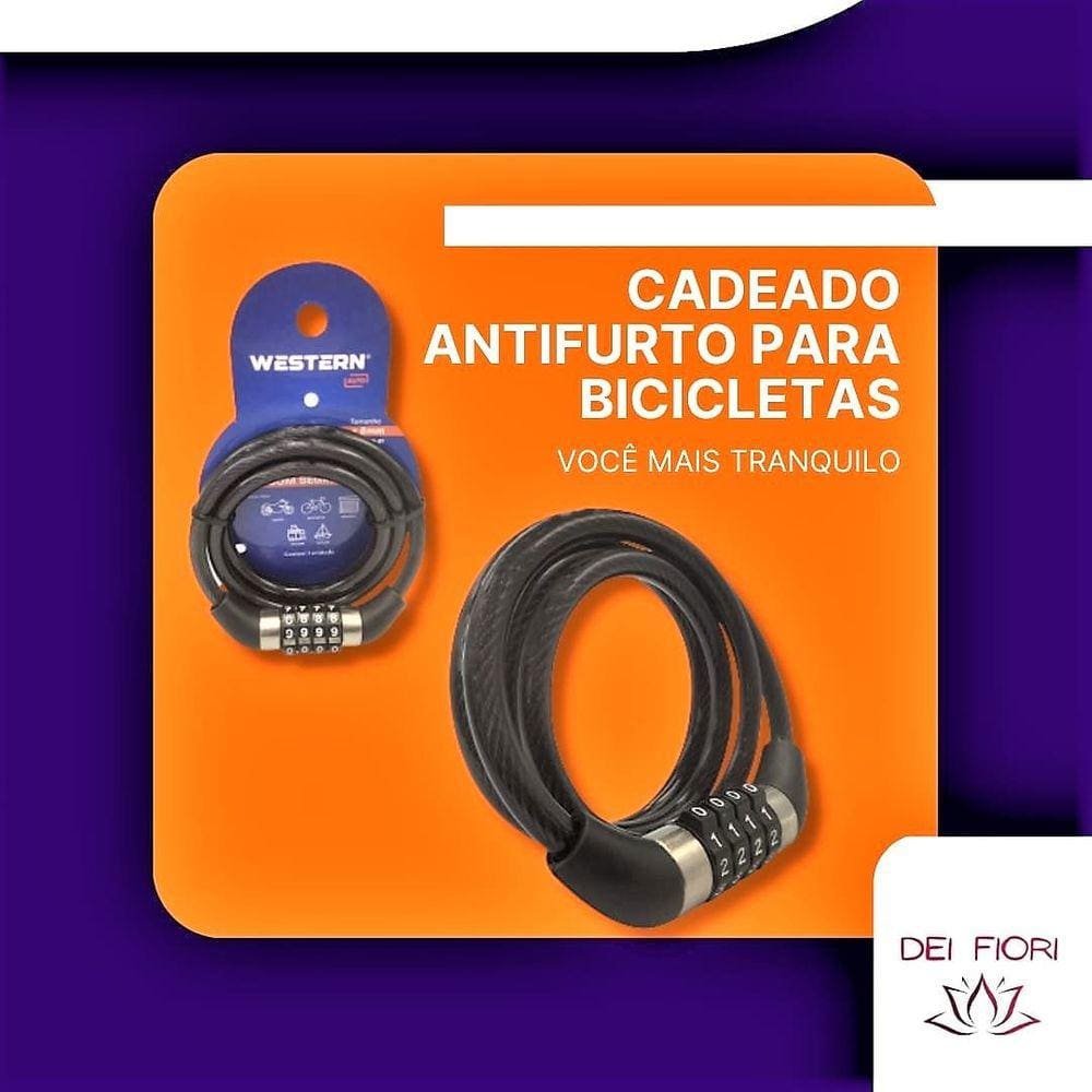 Corrente Cadeado Antifurto com Senha para Bicicleta 1mX8mm