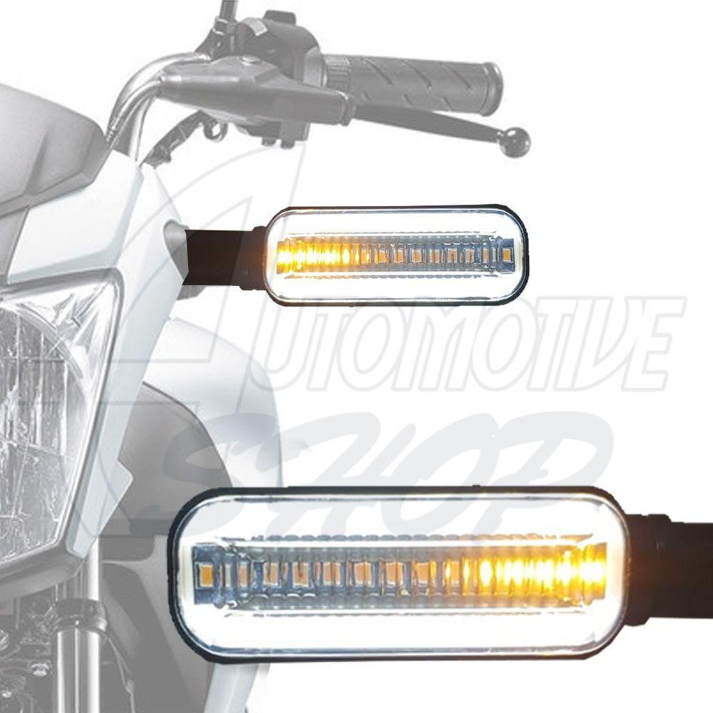 Pisca Seta Led Sequencial DRL Fume Moto Esportivo Unver Par