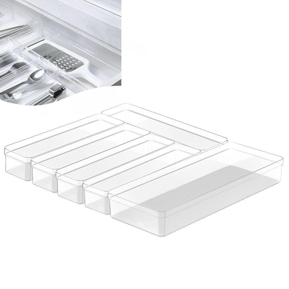 Kit 6 Organizadores De Gaveta Armário Modular Plástico Multiuso Porta Talheres Utensílios Cozinha - Ou