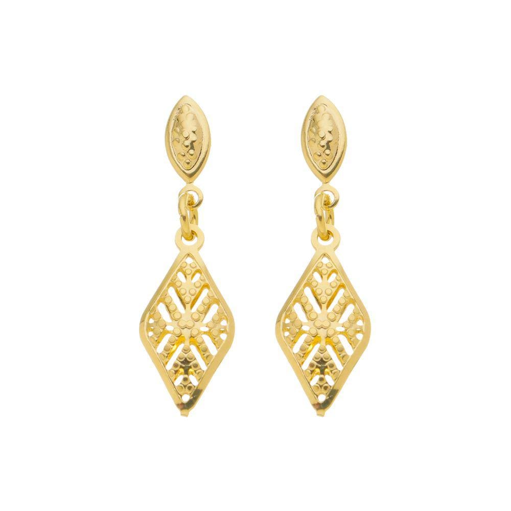 Brinco Losango Folheado em Ouro 18K