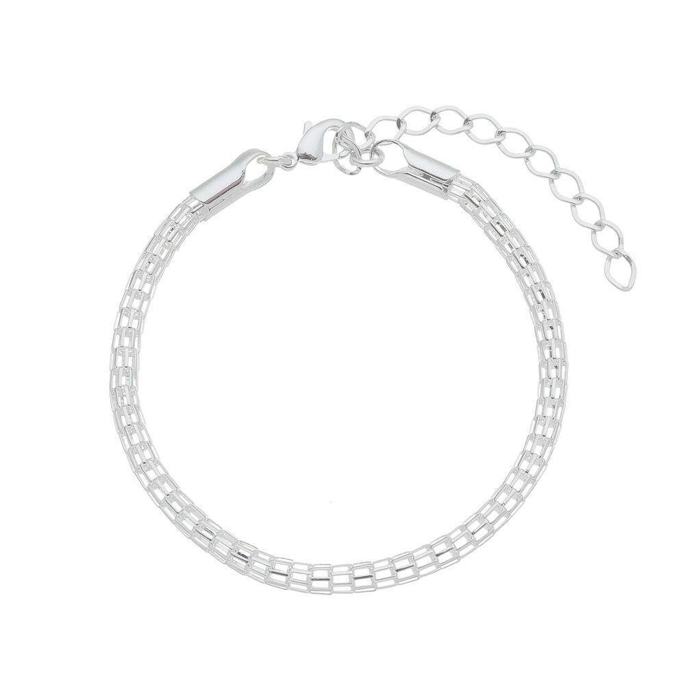 Pulseira Tela Oca Folheado em Prata