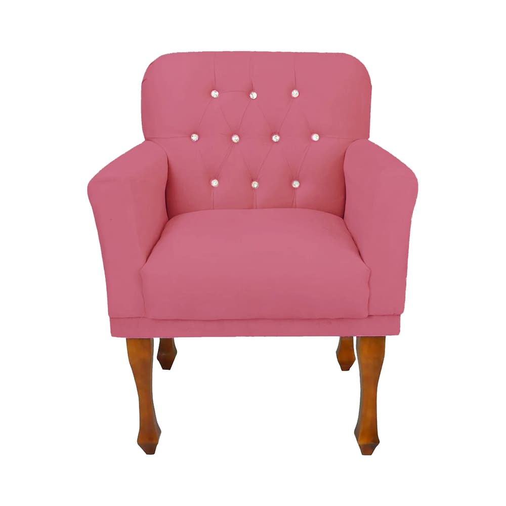 Poltrona Decorativa Para Sala de Estar Anitta Suede Rosa Barbie LM DECOR