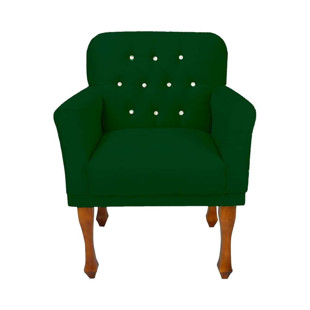 Poltrona Estofada Para Recepção Anitta Suede Verde LM DECOR
