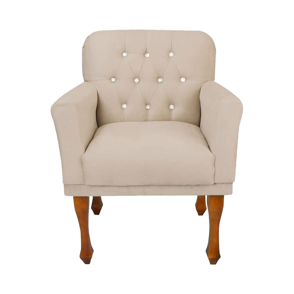 Poltrona Cadeira Estofada Decorativa Para Escritório Anitta Corano Bege LM DECOR