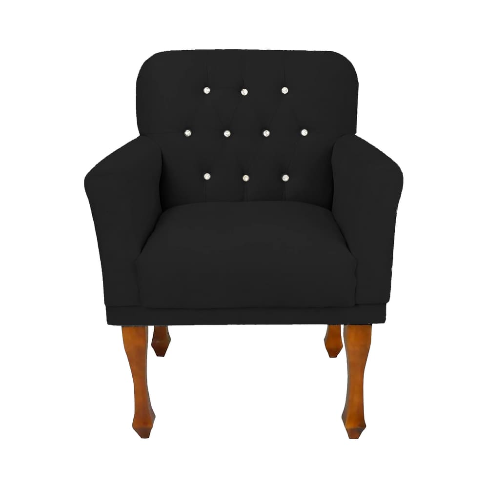 Poltrona Decorativa Para Sala de Estar Anitta Corano Preto LM DECOR