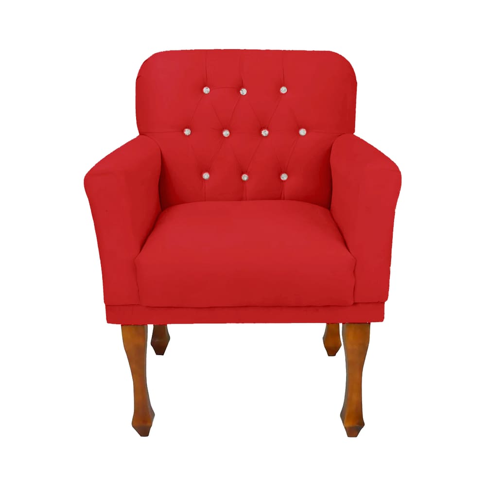 Poltrona Cadeira Estofada Decorativa Para Escritório Anitta Corano Vermelho LM DECOR