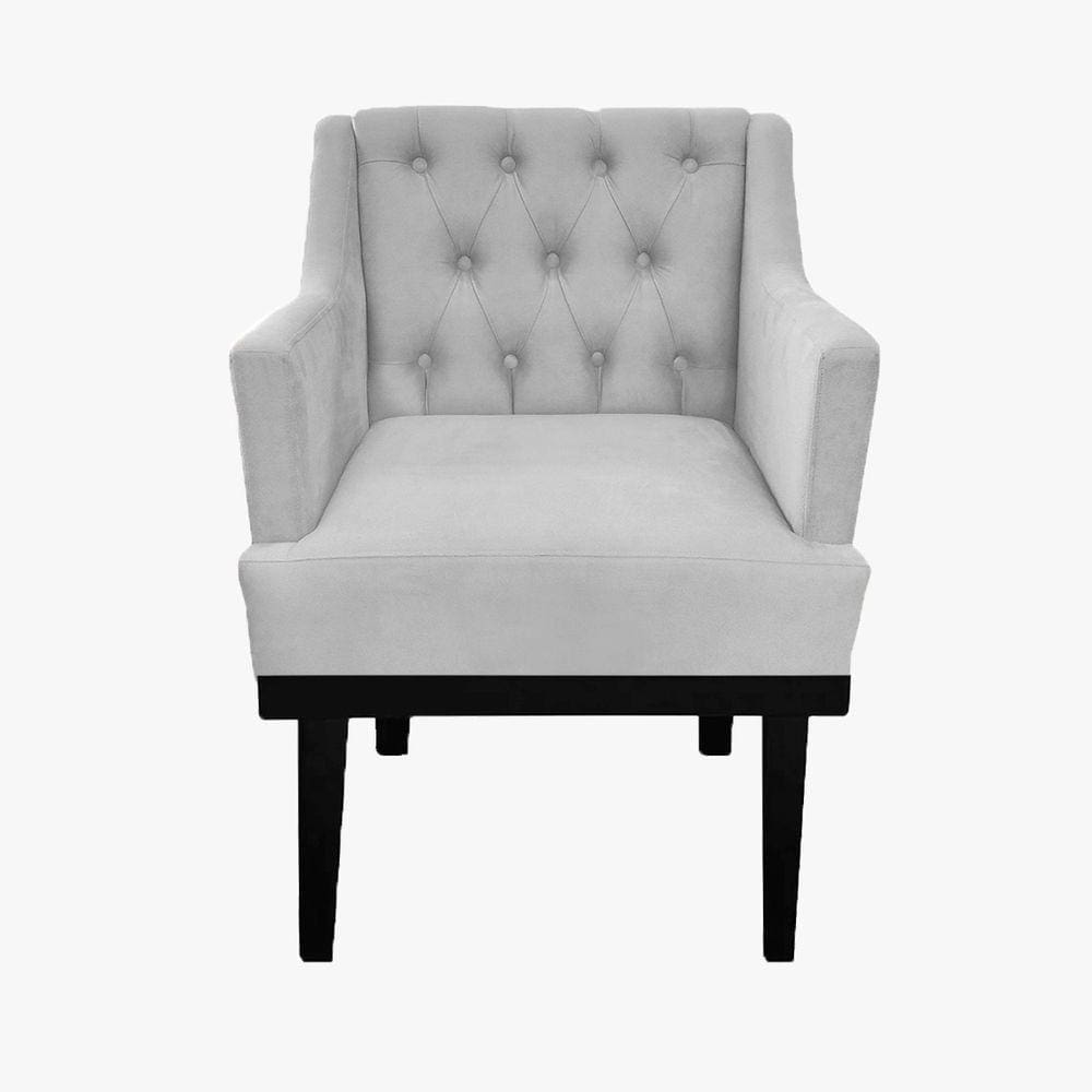 Poltrona Decorativa Em Capitonê Para Sala de Estar Classica Corano Branco LM DECOR