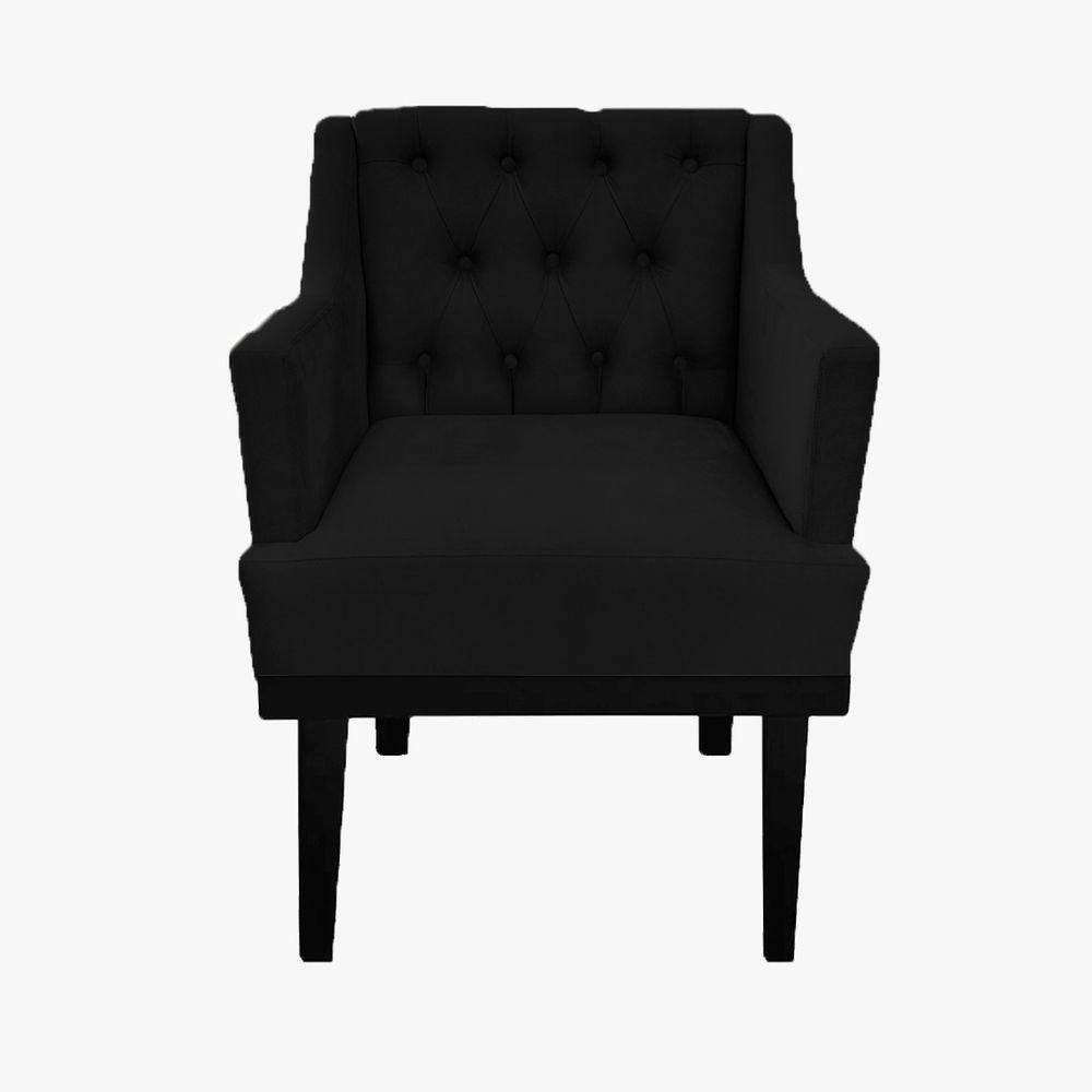 Poltrona Decorativa Em Capitonê Para Escritório Classica Corano Preto LM DECOR