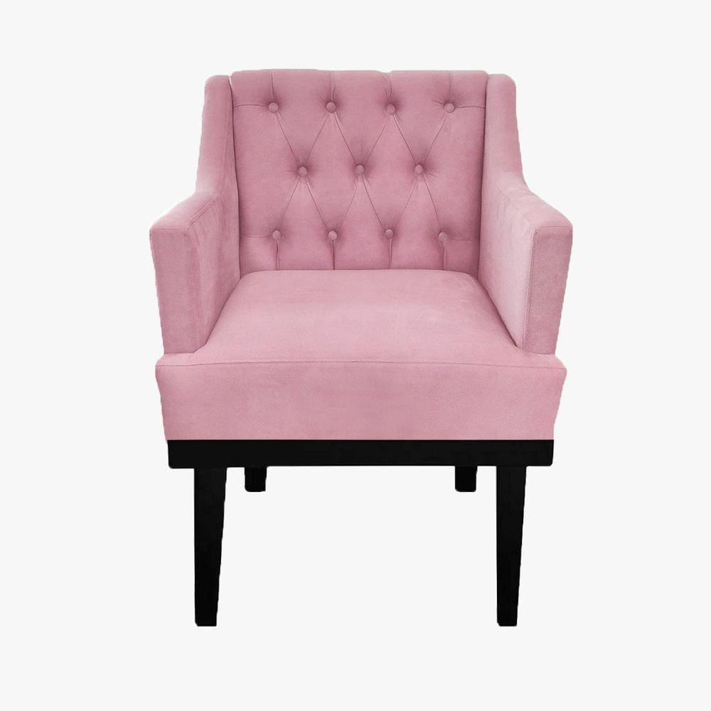 Kit 2 Poltronas Decorativa Em Capitonê Para Sala de Visitas Classica Suede Rosa Claro LM DECOR