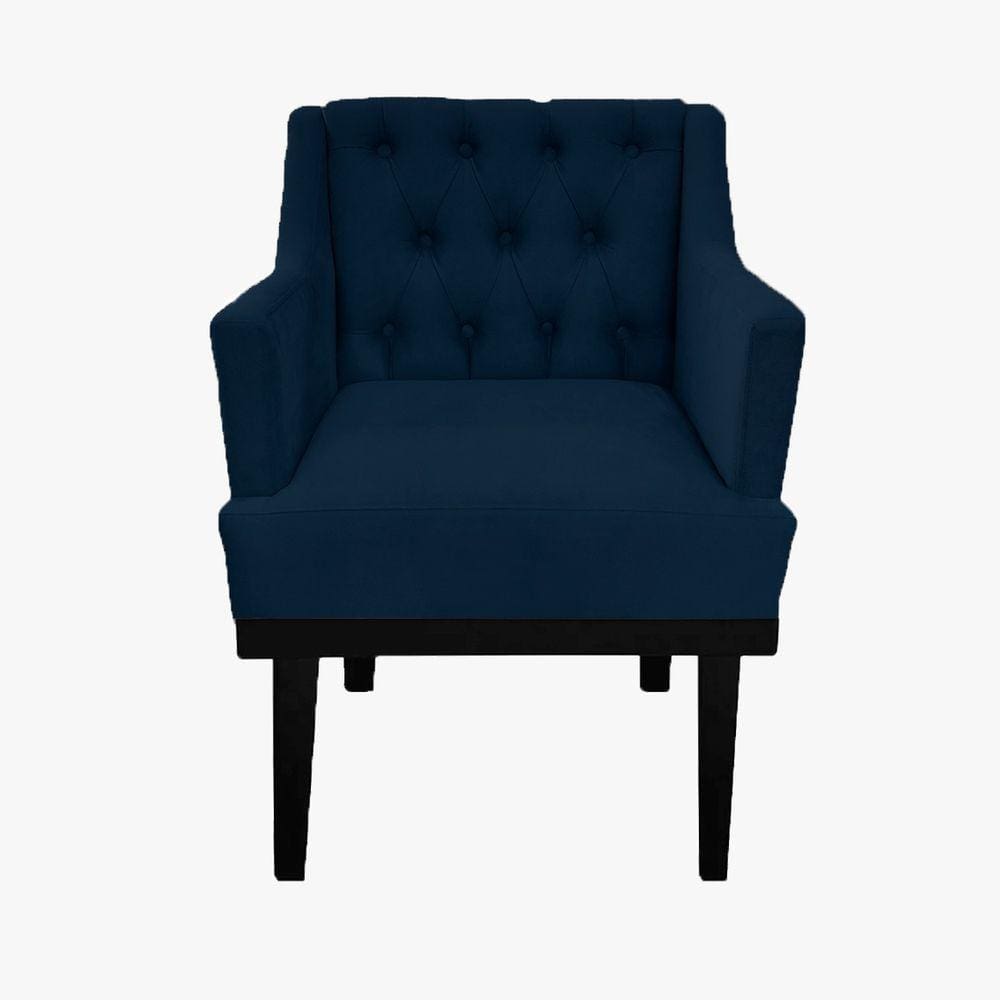 Poltrona Decorativa Em Capitonê Para Sala de Espera Classica Suede Azul Marinho LM DECOR