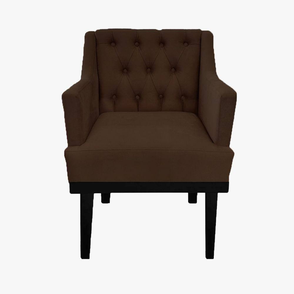 Poltrona Decorativa Em Capitonê Para Clínica Classica Corano Marrom LM DECOR