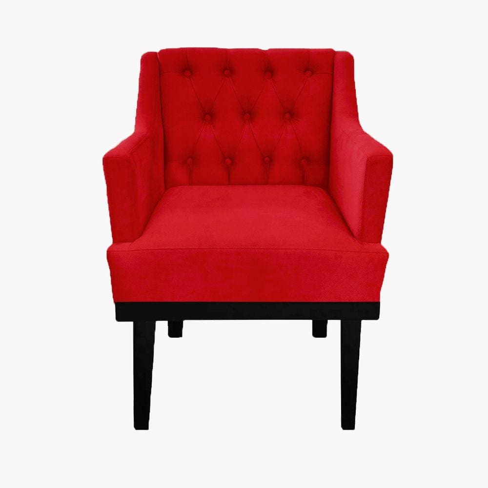 Kit 2 Poltronas Decorativa Em Capitonê Para Salão de Beleza Classica Corano Vermelho LM DECOR