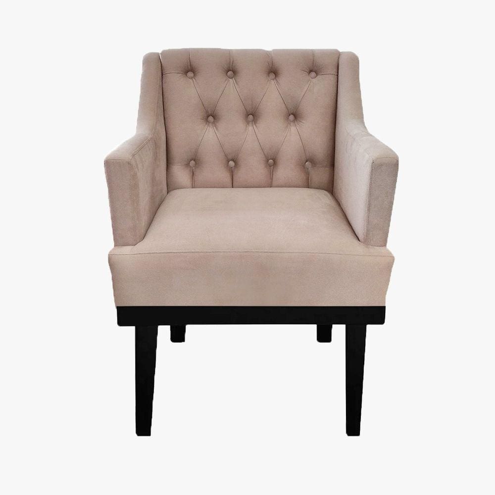 Poltrona Decorativa Em Capitonê Para Sala de Recepção Classica Corano Bege LM DECOR