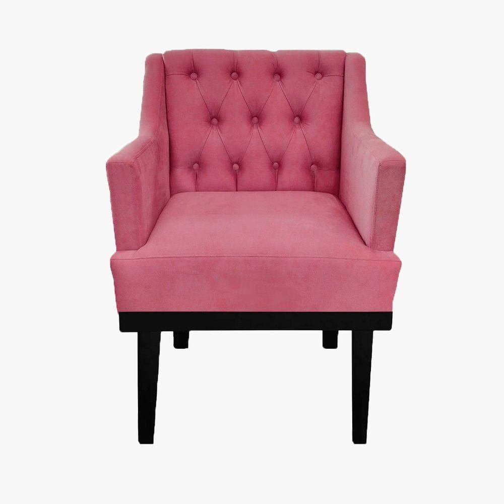 Combo 2 Poltronas Decorativa Em Capitonê Para Sala Comercial Classica Suede Rosa Barbie LM DECOR