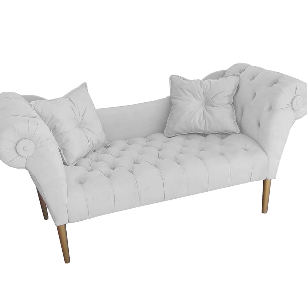 Namoradeira Estofada Pés Palito Para Salão de Beleza Dubai Suede Branco - LM DECOR