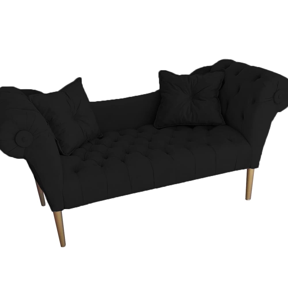 Namoradeira Estofada Pés Palito Para Salão de Beleza Dubai Suede Preto - LM DECOR