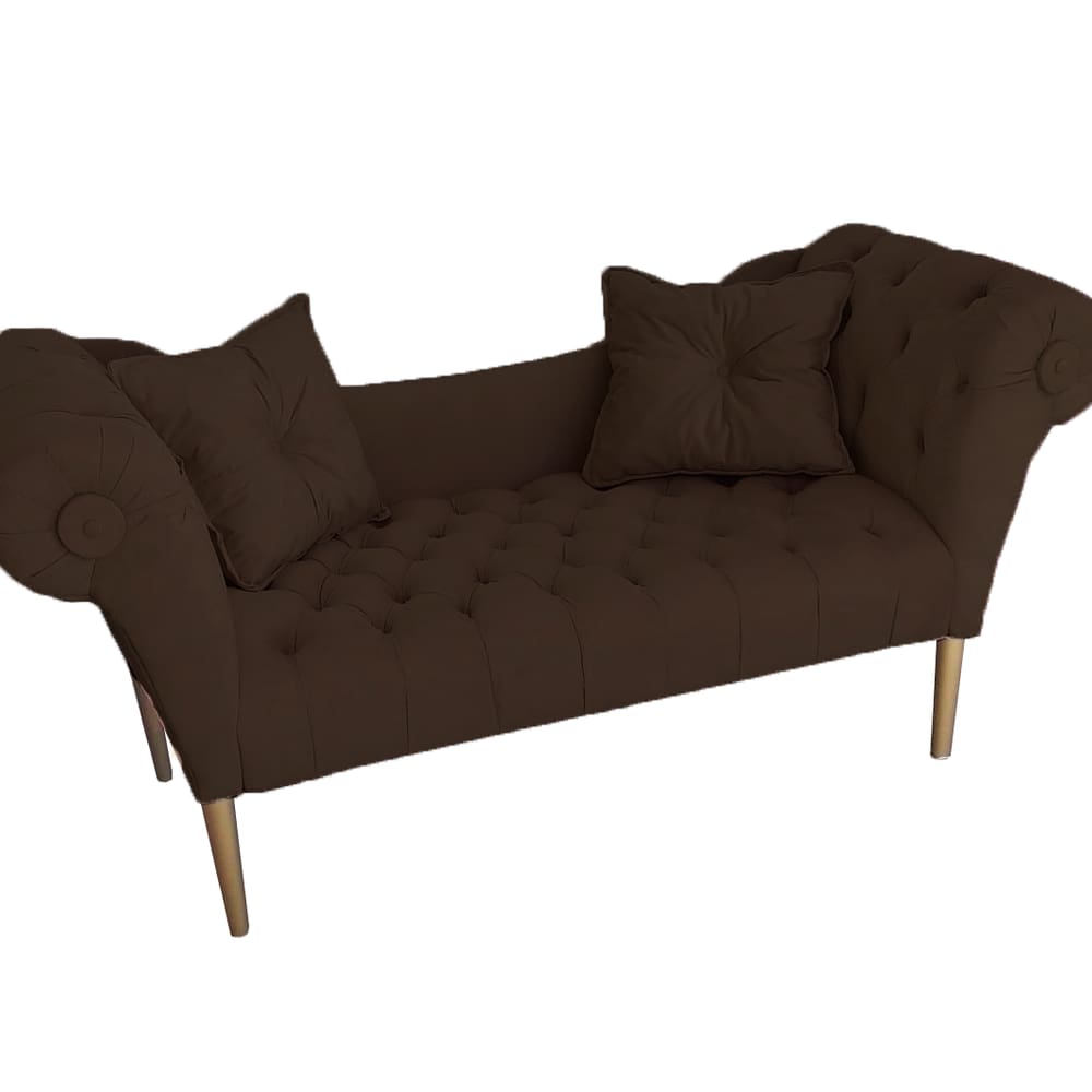 Namoradeira Estofada Pés Palito Para Salão de Beleza Dubai Suede Marrom - LM DECOR