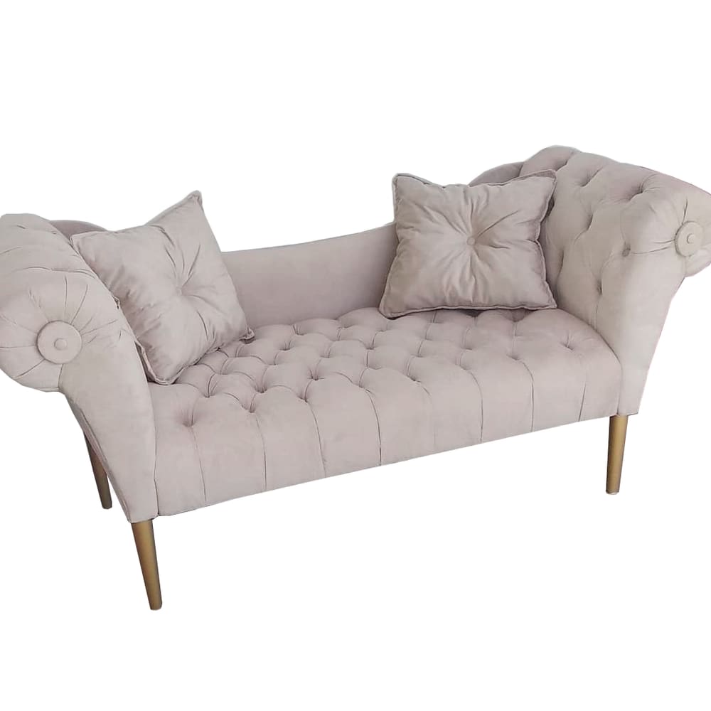 Namoradeira Estofada Pés Palito Para Salão de Beleza Dubai Suede Bege - LM DECOR