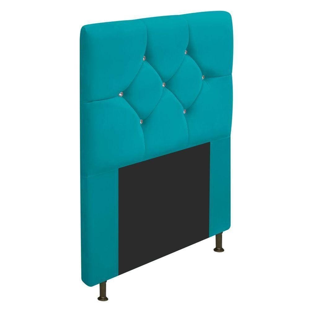 Cabeceira Solteiro 90 Cm Para Cama Box Suede Azul Turquesa