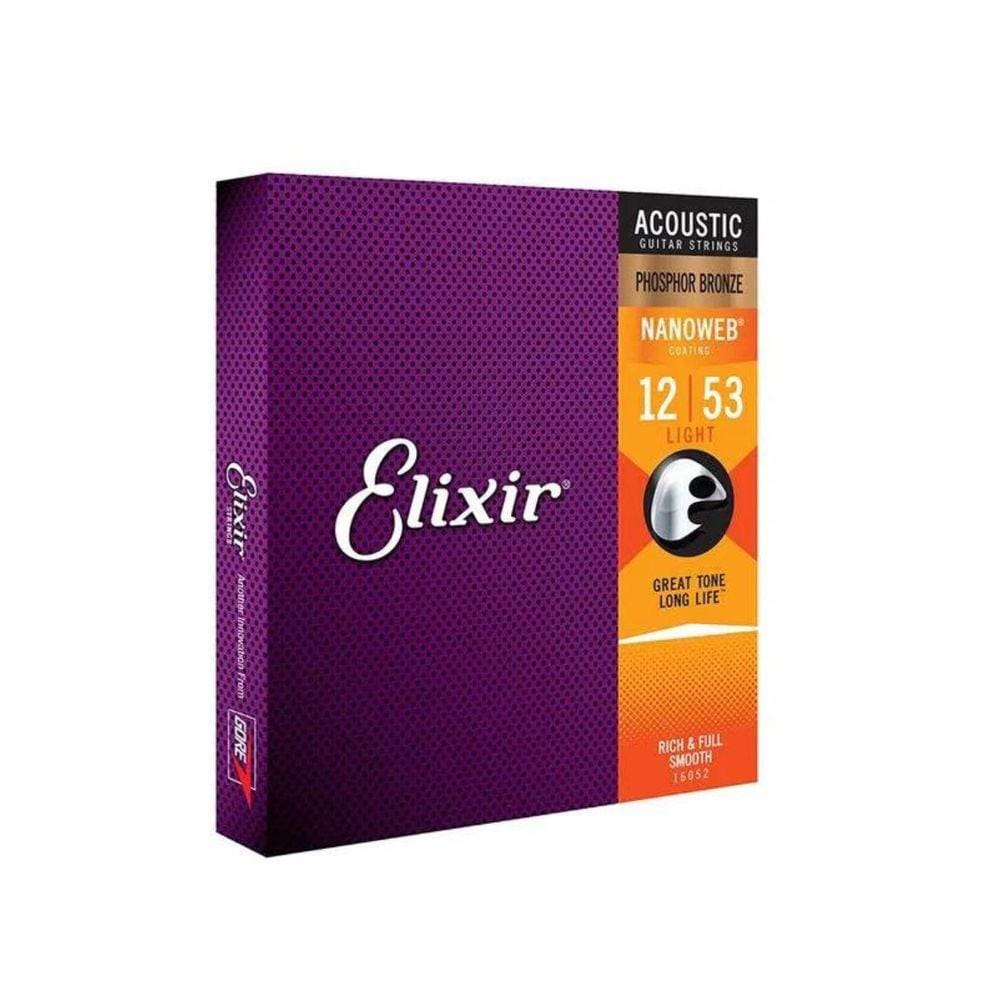 Encordoamento Violão Aço 012 Elixir Phosphor Bronze 16052 Made In Usa