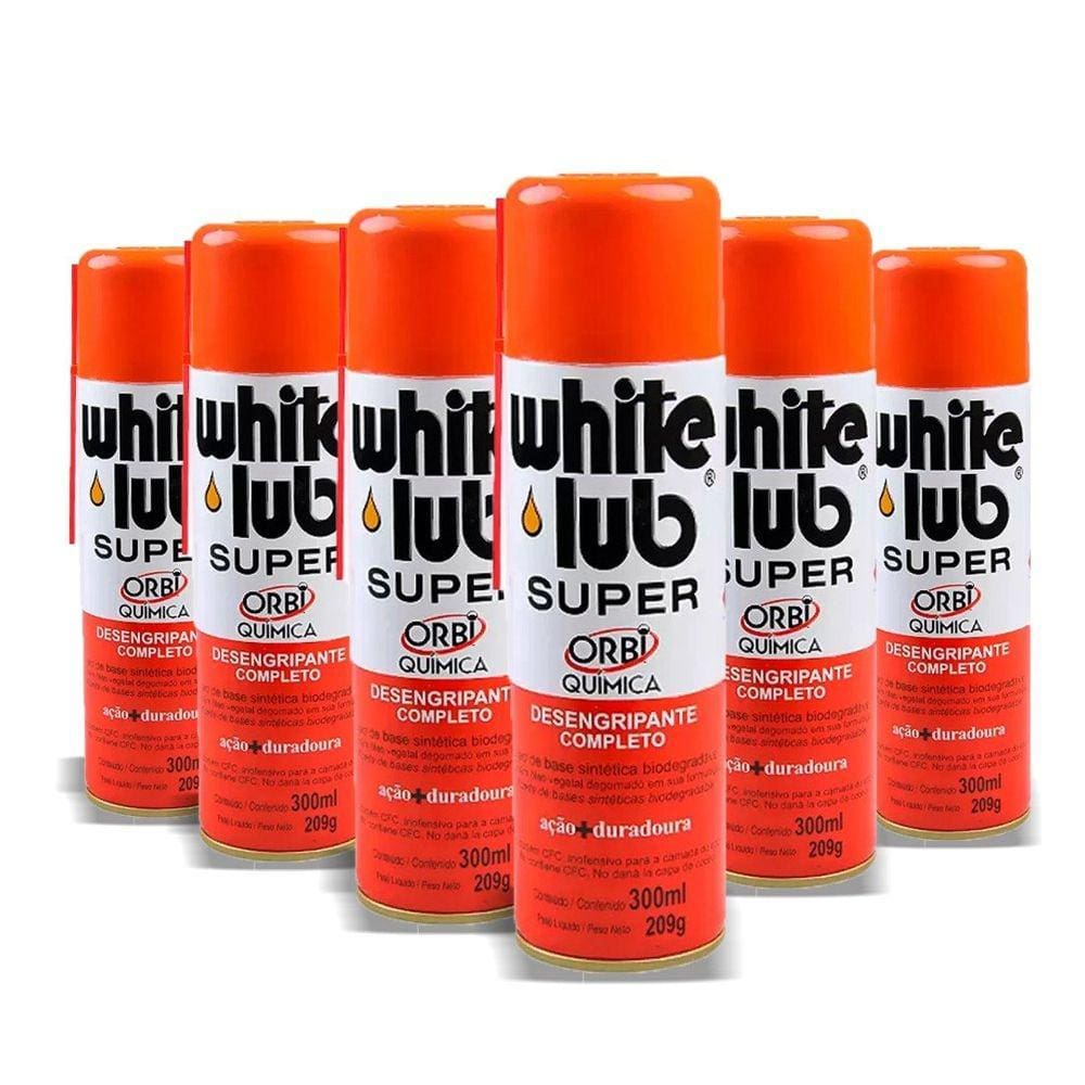 Desengripante White Lub Super 300ml Orbi - 6 Peças - Lubrificante Óleo