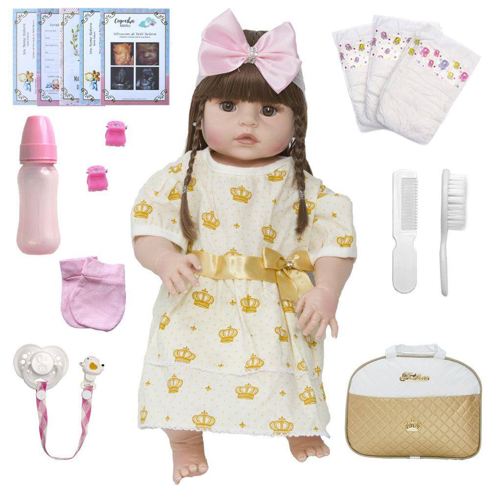 Boneca Bebê Reborn Real 23 Itens Bolsa Maternidade