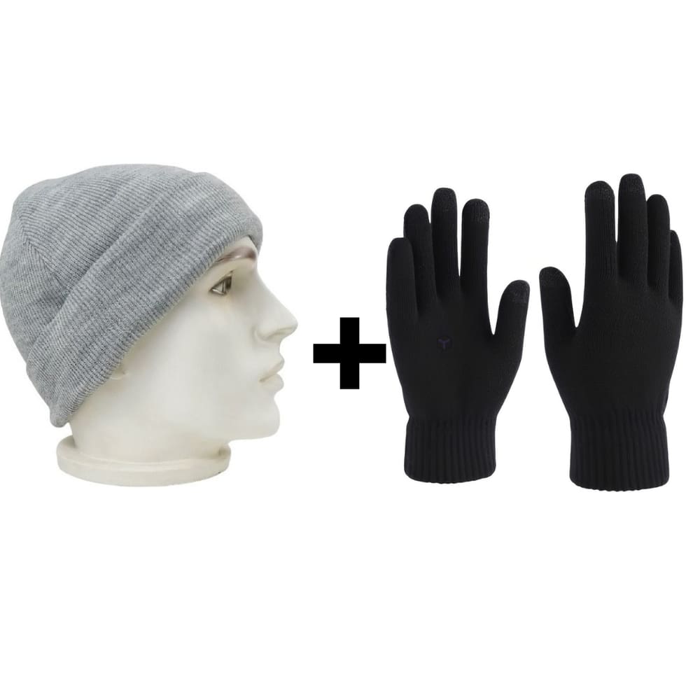 Kit Touca e Luvas De Lã Quentinha Grossa Básica Preta Adulto Conjunto Unissex Gorro Inverno Frio Alta Qualidade