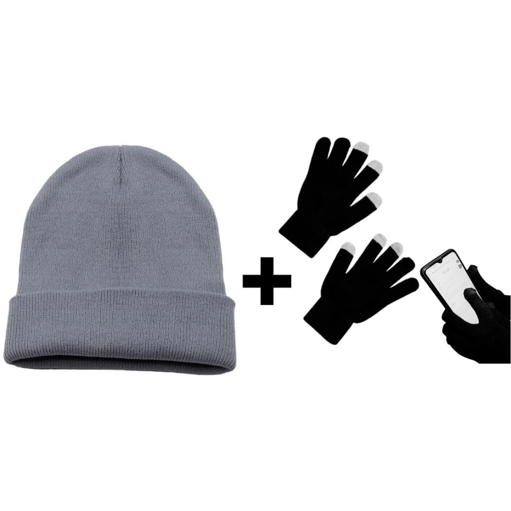 Kit Frio Touca Gorro De Lã Básica E Luva Touch Screen Mexer Celular Tablet Quentinha Inverno Intenso Unissex Adulto