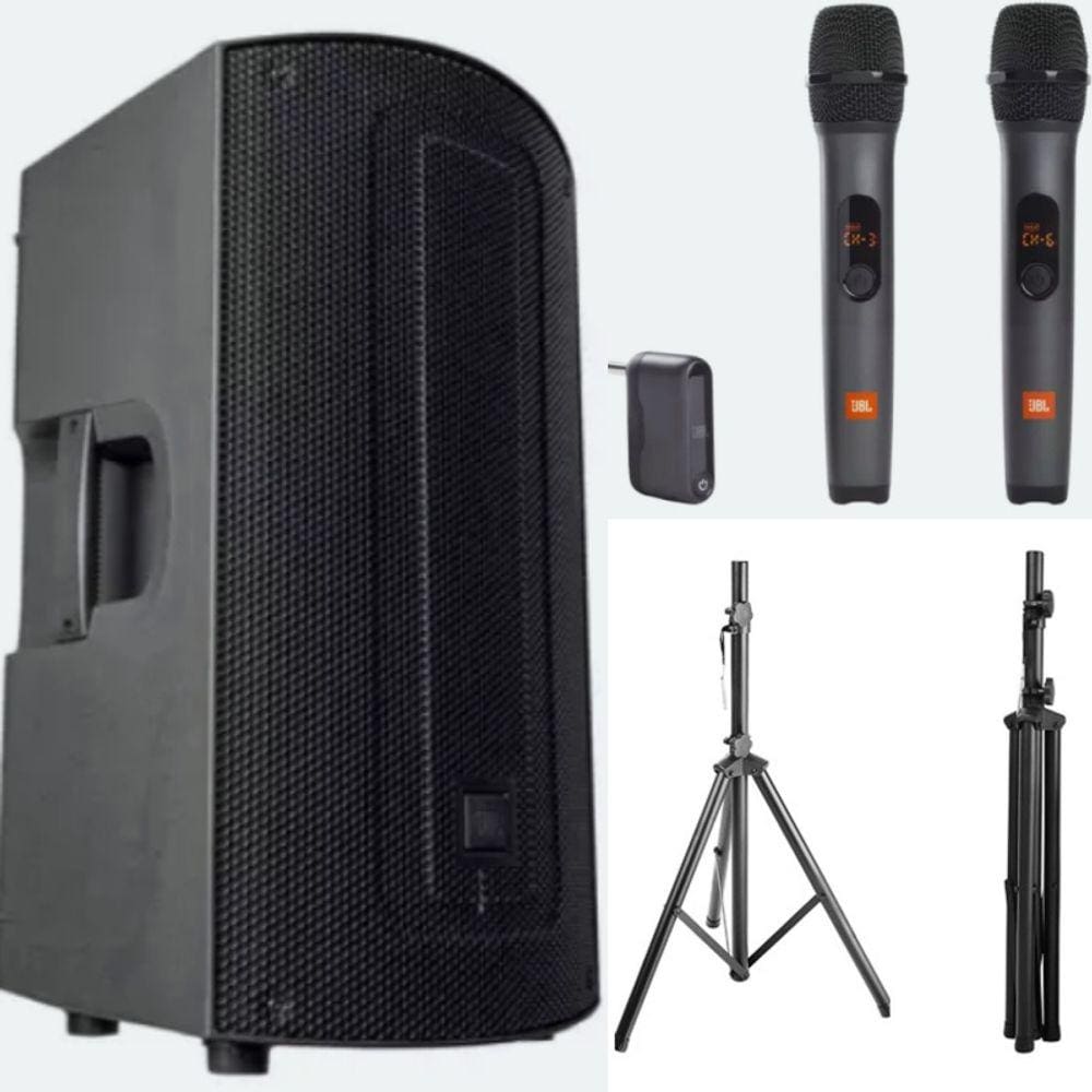 Caixa de Som JBL Max 15 Ativa BT + 2 Mic sem fio + Pedestal