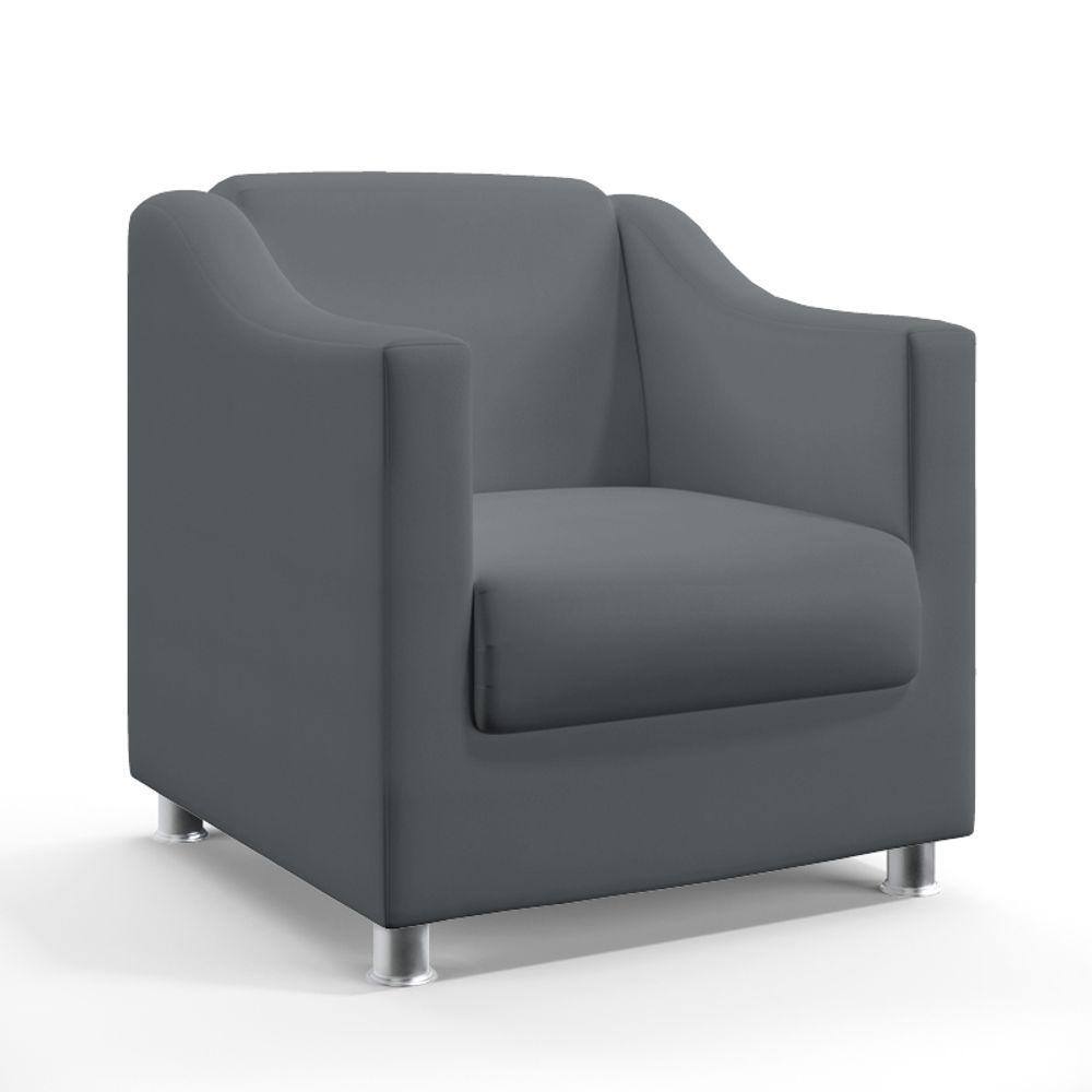 Kit Poltrona Namoradeira e 2 Poltronas Decorativas Alya Sued Cinza Aradecor