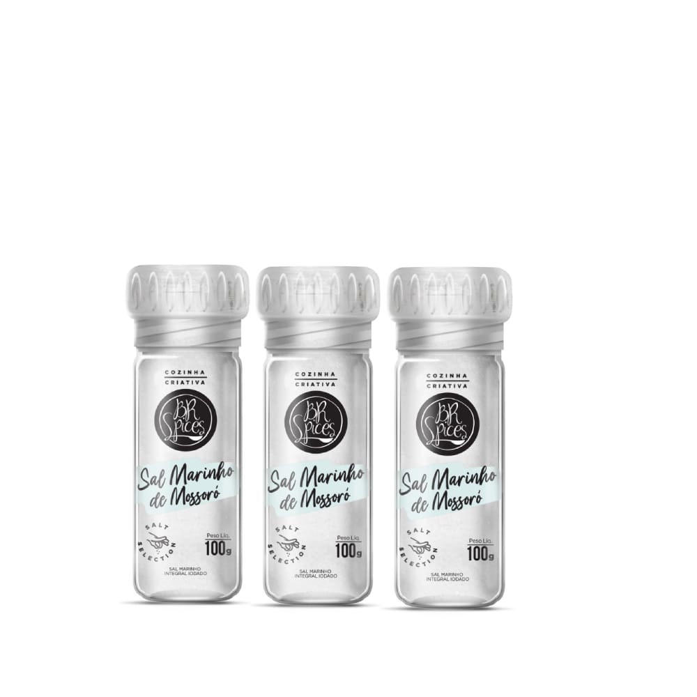 Kit com 3 Moedor BR Spices Sal Marinho 100g