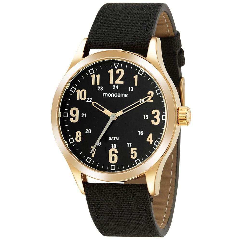 Relógio MONDAINE masculino dourado couro 99626GPMVDJ2