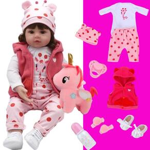 Bebe reborn 48cm 100 corpo silicone realista baby fashion coelho