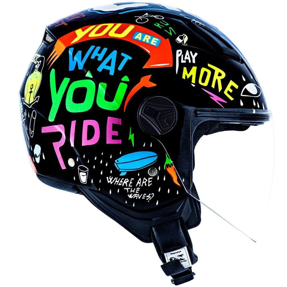 Capacete Aberto Norisk Orion Free Preto Laranja