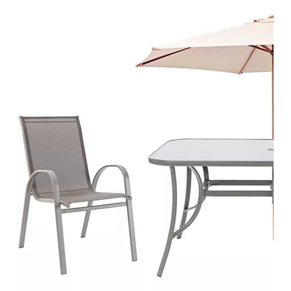 Kit Conjunto Para Jardim - Ombrelone, Cadeira, Banco, Mesa