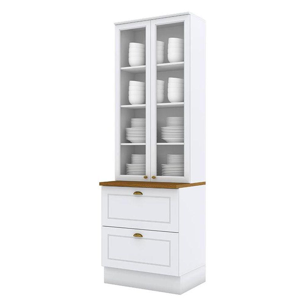Cristaleira Nova York Branco HP com Tampo Naturale - Henn