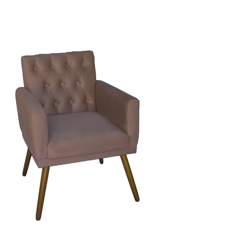 Poltrona Decorativa Em Captonê Emilia Suede Rosê - LM DECOR