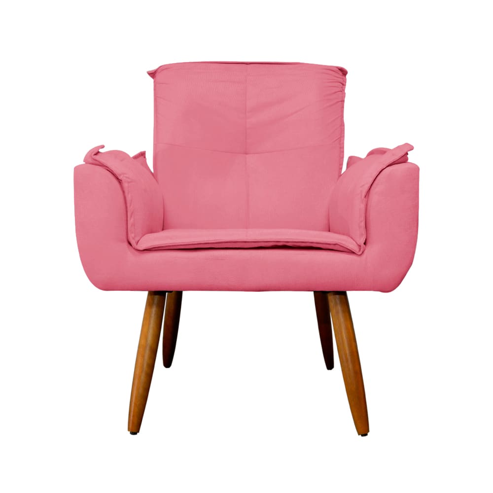 Poltrona Decorativa Estofada Para Salão de Beleza Emília Plus Suede Rosa Barbie - LM DECOR